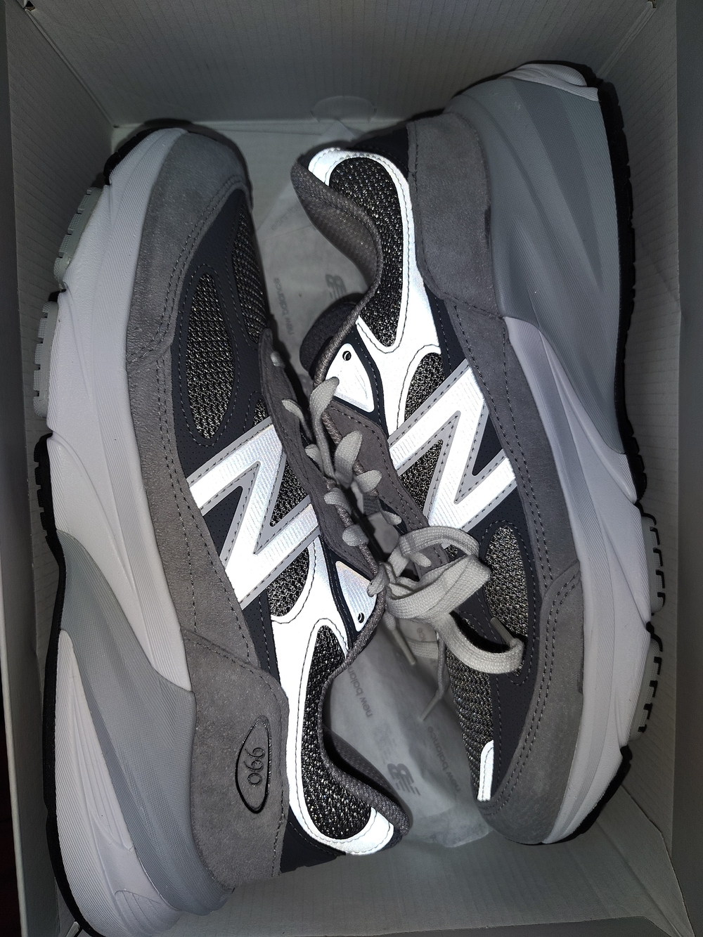 New Balance Men's Gray and White 990 Cushioning Sneakers